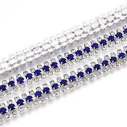 Средно-синий Железо горный хрусталь чашка цепи, с катушкой, серебряные, светло-синий, 8.5x3 мм, около 14.99 футов (4.57 м) / рулон