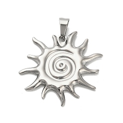 Нержавеющая Сталь Цвет 304 подвески из нержавеющей стали, очарование солнца, цвет нержавеющей стали, 38x39.5x3 мм, отверстие : 9x4 мм