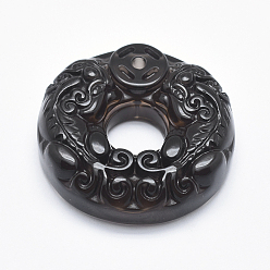 Obsidian Natural Obsidian Pendants, Donut, 38x10mm, Hole: 1.5mm