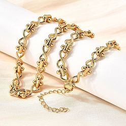 Золотой 304 Овальные цепочки из нержавеющей стали с бесконечными звеньями для женщин и мужчин, ионное покрытие (ip), золотые, 15.67 дюйм(39.8см)+удлинитель: 52мм