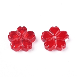 Красный Гальванические стеклянные бусины, цветок, красные, 11x2.7 мм, отверстие : 1 мм