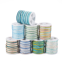 Mixed Color 8 Rolls 8 Colors Segment Dyed Nylon Metallic Cord, for Woven Jewelry Making, Mixed Color, 1mm, about 16.40 Yards(15m)/Roll, 1 roll/color