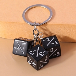 Black Matel and Plastic Dice Keychain, Black, 8cm