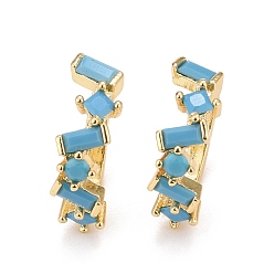 Темно-Голубой Серьги-каффы со звездами из кубического циркония, настоящие позолоченные латунные украшения 18k без пирсинга, без свинца и без кадмия, глубокое синее небо, 16x13x5 мм, внутренний диаметр: 9 мм