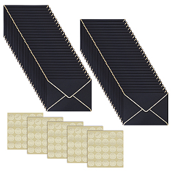 Черный 80 шт. прямоугольные бумажные конверты, самоклеящиеся бумажные наклейки в форме сердца для восковых печатей, чёрные, 100 мм