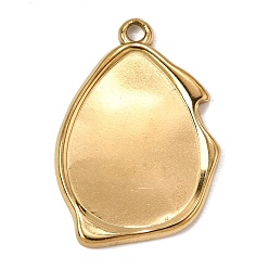 Plaqué 18K Or Véritable 304 inoxydable supports cabochons Pendentif en acier, larme, placage ionique (ip), réel 18 k plaqué or, 31.5x22.5x2.5mm, Trou: 2.5mm, Plateau: 25.5x18.5 mm