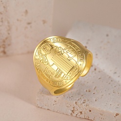 Золотой 304 регулируемые манжеты из нержавеющей стали для женщин, Святой бенедикт, золотые, регулируемый; 20мм