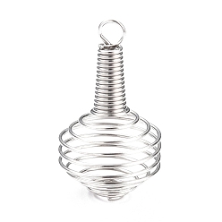 Stainless Steel Color Tarnish Resistant 304 Stainless Steel Terminators, Cord Coil, Stainless Steel Color, 22~33x19mm, Hole: 3.5mm