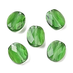 Зеленый лайм Стекло имитация австрийских хрустальных бусин, овальные, граненые, зеленый лайм, 8x9x4.5 мм, отверстие : 1.2 мм