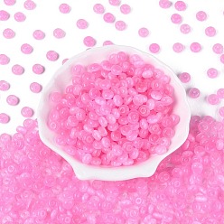 Rose Chaud Perles de verre de style banc de tirage de qualité A de FGB, rondelle, imitation chat perles oeil, rose chaud, 7.5x4.5mm, Trou: 1.2~1.4mm, environ 1250 pcs / livre