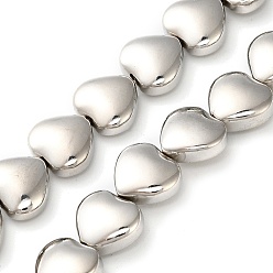 с Платиновым Покрытием Стеклянные бусины с гальваническим покрытием , сердце, с покрытием платиным, 11x12.5x6 мм, отверстие : 1 мм, около 37 шт / нитка, 16.14'' (41 см)