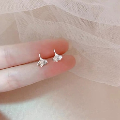 Лист Сплав серьги для женщин, с 925 стерлинговым серебром, лист, 14.5 мм