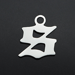 Letter S Anlaufgeschützt 201 Charms aus Edelstahl, Laserschnitt, Buchstabe, Edelstahl Farbe, letter.s, s: 8x7x1 mm, Bohrung: 1.2 mm