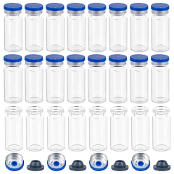 Clear Glass Bottles, Refillable Bottle, with Borosilicate Caps, Plastic Stopper, Plastic Aluminum Flip off Caps and Rubber Stoppers, Clear, 2.2x5cm, Capacity: 10ml