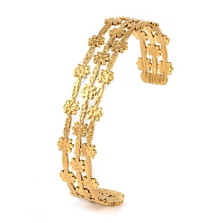 Золотой 304 открытые браслеты-манжеты из нержавеющей стали с полыми цветами для женщин, золотые, 5/8 дюйм (1.6 см), внутренний диаметр: 2-5/8 дюйм (6.8 см)