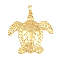 Turtle Латунные подвески, стойки покрытие, долговечный, без кадмия и без свинца, реальный 18 k позолоченный, черепаха, 40x40x5 мм, отверстие : 5x3.5 мм