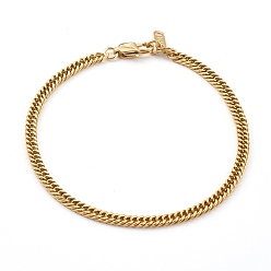 Золотой Мужские 304 браслеты-цепочки из нержавеющей стали с бриллиантовой огранкой, с карабин-лобстерами , золотые, 8-7/8 дюйм (22.4 см), ссылка: 5x3.5x0.5 mm