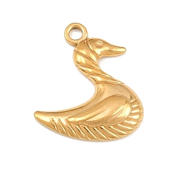 Golden 304 Stainless Steel Pendants, Swan Charms, Golden, 22x19.5x3mm, Hole: 2mm