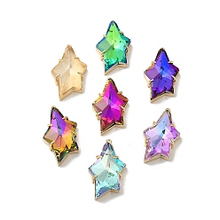 (52) Непрозрачная лаванда Подвески из светло-золотого латунного стекла, звезда, разноцветные, 39x23x11.5 мм, отверстие : 1.6 мм
