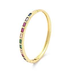(52) Непрозрачная лаванда Браслеты из латуни с микропаве из кубического циркония для женщин, долговечный, без свинца и без кадмия, реальный 18 k позолоченный, прямоугольные, разноцветные, внутренний диаметр: 2x2-3/8 дюйм (5.2x6.1 см)