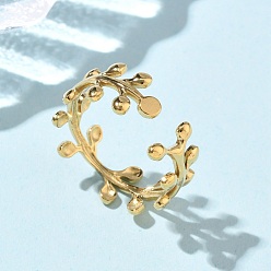 Настоящее золото 18K 304 из нержавеющей стали манжеты кольца, лист, ионное покрытие (ip), реальный 18 k позолоченный, 8 мм, внутренний диаметр: 18 мм