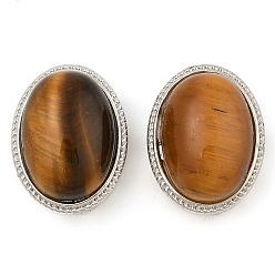 Тигровый глаз Естественные тигровые глазные многожильные звенья, овальные, без кадмия и без свинца, платина, 21x16.5x11.5 мм, отверстие : 3 мм
