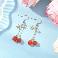 Красный 304 серьги-подвески «кошачий глаз» из нержавеющей стали, круглые, с кубического циркония, золотые, красные, 54 мм