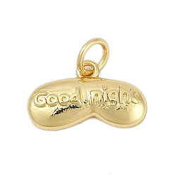 Настоящее золото 18K Латунь прелести, спокойной ночи маска, с целью перехода в кольце, без кадмия и без свинца, стойки покрытие, долговечный, реальный 18 k позолоченный, 8.5x15x3 мм, отверстие : 3.4 мм