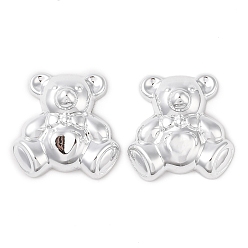 Platinum CCB Plastic Cabochons, Bear, Platinum, 31.5x31.5x11.5mm