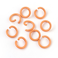 Orange Iron Jump Rings, Open Jump Rings, Orange, 17 Gauge, 8~8.5x1.2mm, Inner Diameter: 5~6mm