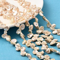 Персиковый Слойка Натуральный жемчуг в стиле барокко кеши, культивированный пресноводный жемчуг, самородки, Топ пробуренной, класс 8а++, розовые, 6~9x4~6x3~4.5 мм, отверстие : 0.5 мм, около 100~102 шт / нитка, 15.08~15.28'' (38.3~38.8 см)