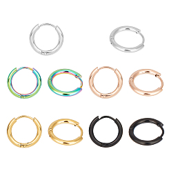 (52) Непрозрачная лаванда 5 пары 5 цвета 304 серьги-кольца Huggie Hoop из нержавеющей стали для женщин, разноцветные, 12 датчик, 14x2 мм, штифт: 0.8 мм (± 0.1 мм), 1 пара / цвет