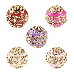 Mixed Color 5Pcs 5 Colors Handmade Indonesia Beads, with Metal Findings, Round, Unplated, Mixed Color, 19.5x19mm, Hole: 1mm, 1pc/color 