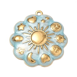 Golden 304 Stainless Steel Enamel Pendants, Flower Charms, Ion Plating(IP), Golden, 28.5x27x4.3mm, Hole: 1.6mm