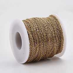Golden 304 Stainless Steel Cable Chains, Soldered, with Spool, Flat Oval, Golden, 3x2x0.5mm, about 164.04 Feet/roll(50m/roll)