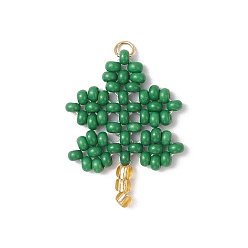Зеленый Подвески из стеклянных бусин ручной работы в виде деревьев, с 304 кольцами из нержавеющей стали, реальный 18 k позолоченный, зелёные, 29x21x3 мм, отверстие : 3 мм