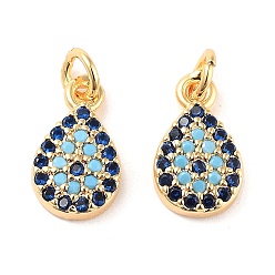 Настоящее золото 18K Латунные микро проложить кубического циркония подвески, без кадмия, без никеля и без свинца, с прыжковых колец, слезинки, реальный 18 k позолоченный, 11x6.5x2.5 мм, отверстие : 2 мм