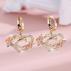 Letter C Серьги-кольца из латуни с микропаве и прозрачным кубическим цирконием в форме сердца, золотые, буква С, 34x20 мм