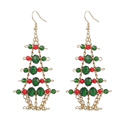 Золотой Стеклянные елочные подвески, висячие серьги для женщин, зелёные, золотые, 78x37 мм