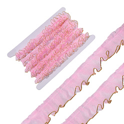 Pink 10м лента из органзы, плиссированная / двойная лента с оборками, розовые, 19~23 мм, 10м / комплект