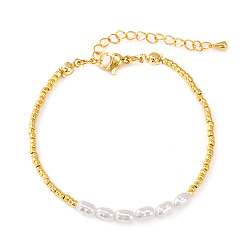 Золотистый Браслеты из искусственного жемчуга с эластичной лентой для женщин, золотые, 6.50~6.69 дюйм (16.5~17 см)