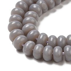 Gray K9 Glass Beads Strands, Imitation Jade Glass Beads, Rondelle, Gray, 8~8.5x4.5~5mm, Hole: 1.4mm, about 84pcs/Strand, 15.87 inch(40.3cm)