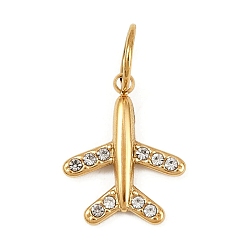 Airplane 304 из нержавеющей стали амулеты горный хрусталь, золотые, с целью перехода в кольце, самолет, 13.5x11x2 мм, отверстие : 4.5 мм