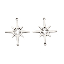 Нержавеющая Сталь Цвет 201 подвески из нержавеющей стали, звезда очарование, лазерная резка, цвет нержавеющей стали, 29x25x1 мм, отверстие : 1.5 мм