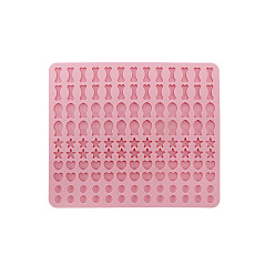 Pink Mini Bone Fish Star DIY Food Grade Silicone Molds, Fondant Molds, Chocolate, Candy, UV Resin & Epoxy Resin Jewelry Making, Mixed Shapes, Pink, 272x233mm