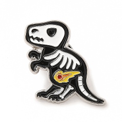 Dinosaur Animal Skeleton Theme Enamel Pin, Platinum Alloy Brooch for Backpack Clothes, Dinosaur, 28x28x1.5mm