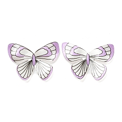 Plum Resin Cabochons, Butterfly, for Jewelry Making, Plum, 26x31.5x3.7mm