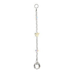 Clear 304 Stainless Steel & Glass Suncatcher, Hanging Ball Prism for Window, Butterfly, Clear, 195mm