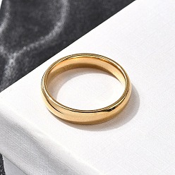 Золотой 304 палец кольца из нержавеющей стали, золотые, 4 мм, размер США 7 1/4 (17.5 мм)