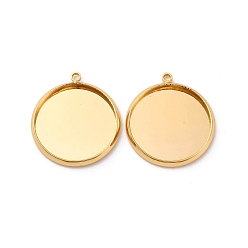 Настоящее золото 18K Сеттинги для кулона (кабошонов), латунь , долговечный, без никеля , плоско-круглые, реальный 18 k позолоченный, лоток : 16 мм, 20x18x2 мм, отверстие : 1.4 мм